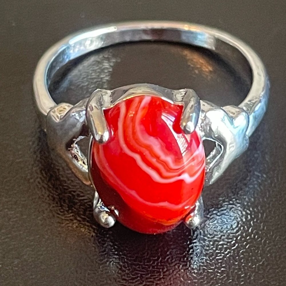 Red gemstone S925 silver ring size 10